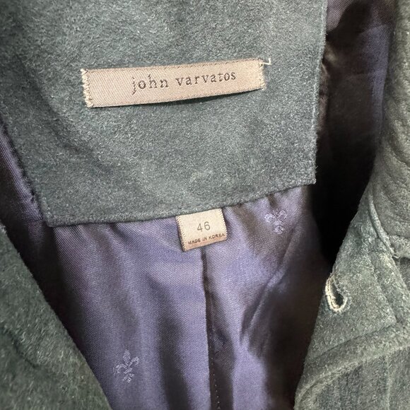 JOHN VARVATOS TEAL Suede Trucker Jacket NWT in sz. 46 MSRP $1898 - Picture 2 of 10